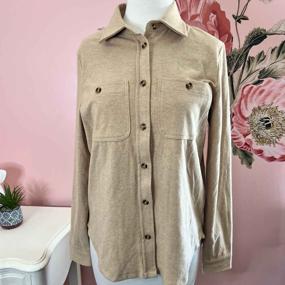 EUC XS $78 Workshop Republic Clothing Womens Button Down Shirt Cozy Soft 117